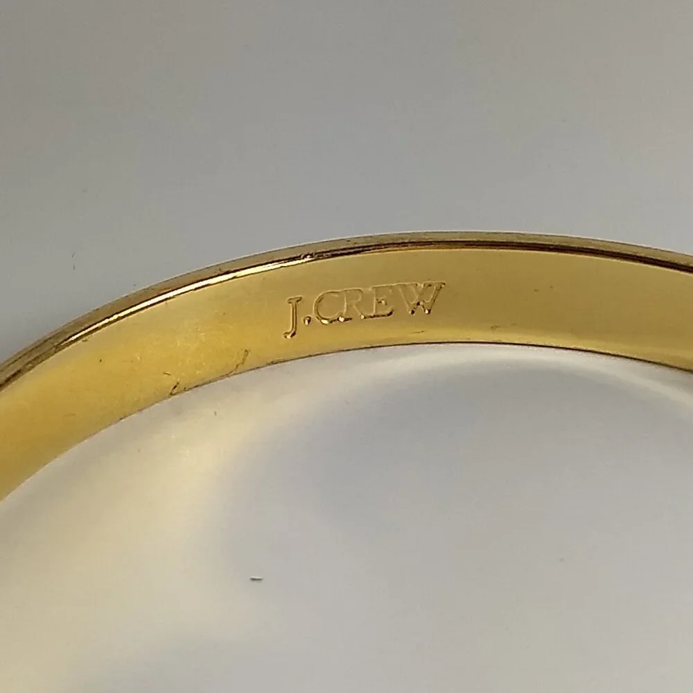 J. Crew Abstract Pattern Enamel Bangle Bracelet Set 2 Stackable Gold Tone Modern